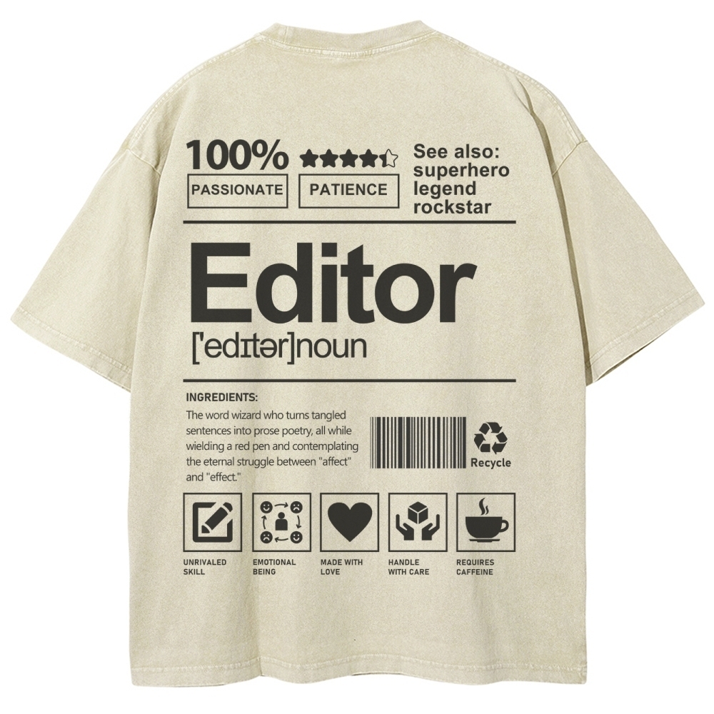 Editor Pattern Washed Vintage Short Sleeves T-Shirt-moweekender