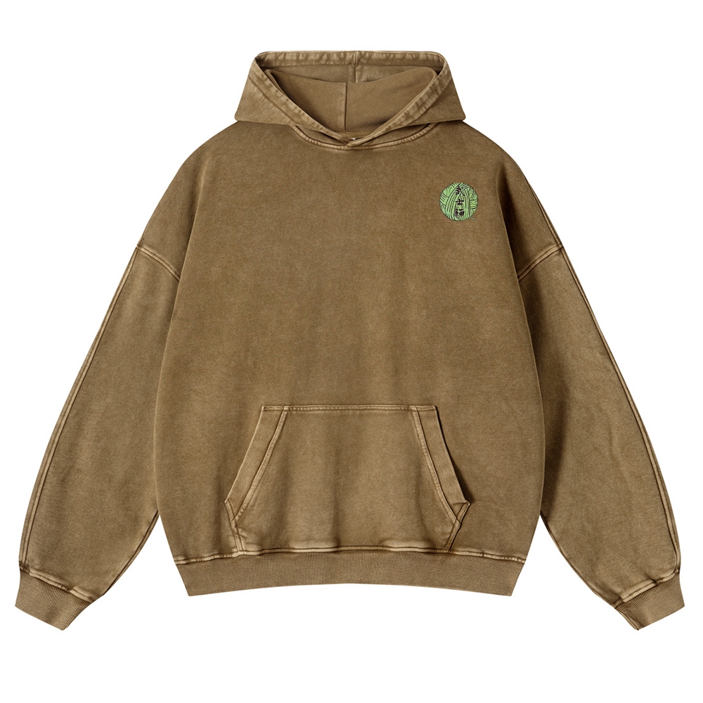 Japan Samurai Cat Vintage Washed Hoodie-moweekender