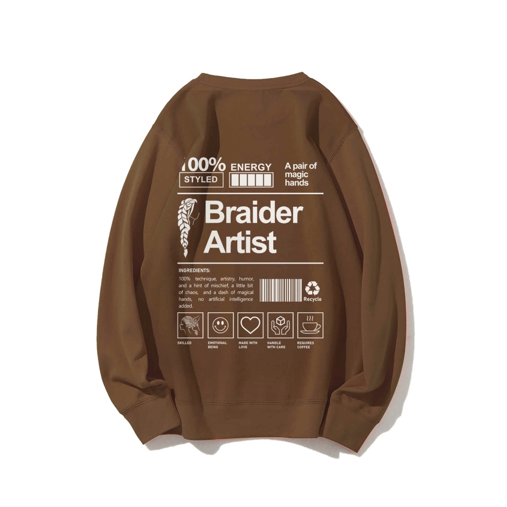 Braider Artist Casual Crewneck Sweatshirt-moweekender