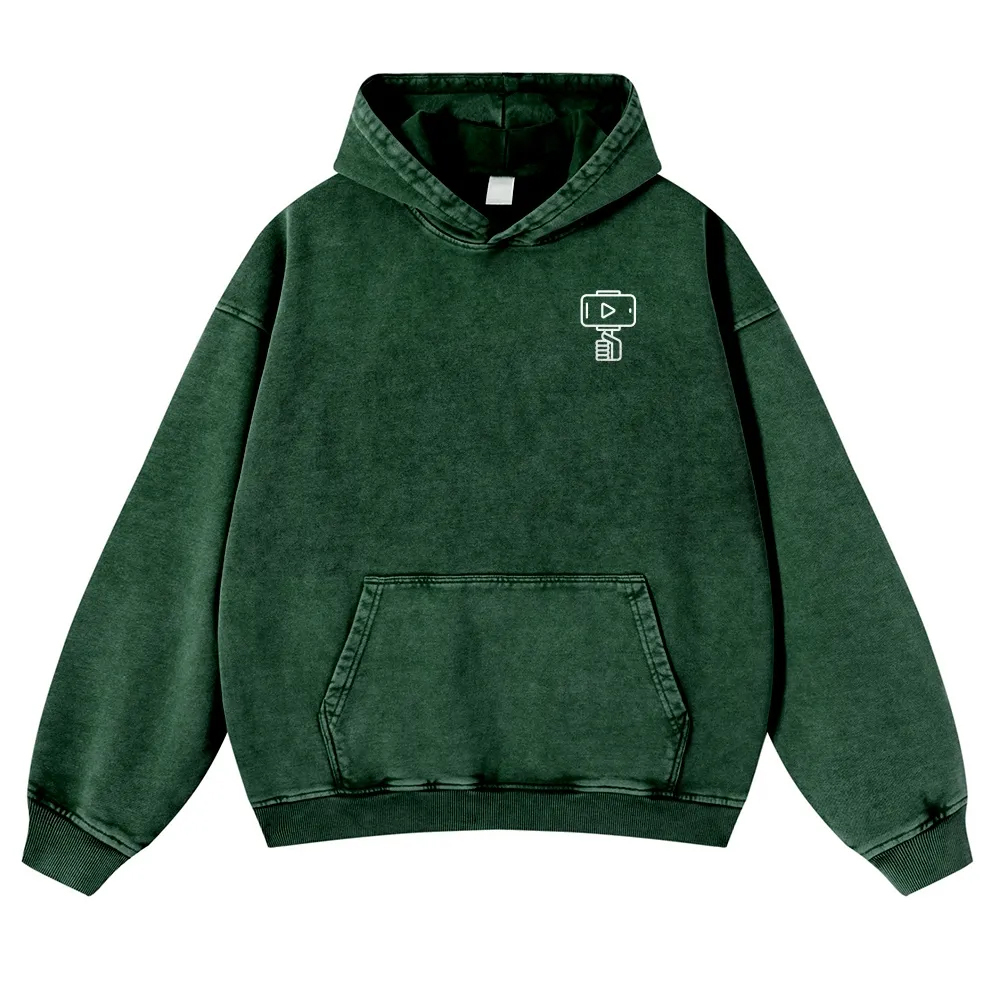 Vlogger Printed Vintage Washed Hoodie-moweekender