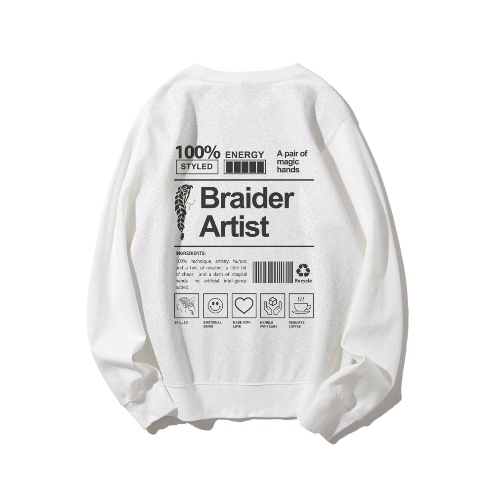 Braider Artist Casual Crewneck Sweatshirt-moweekender