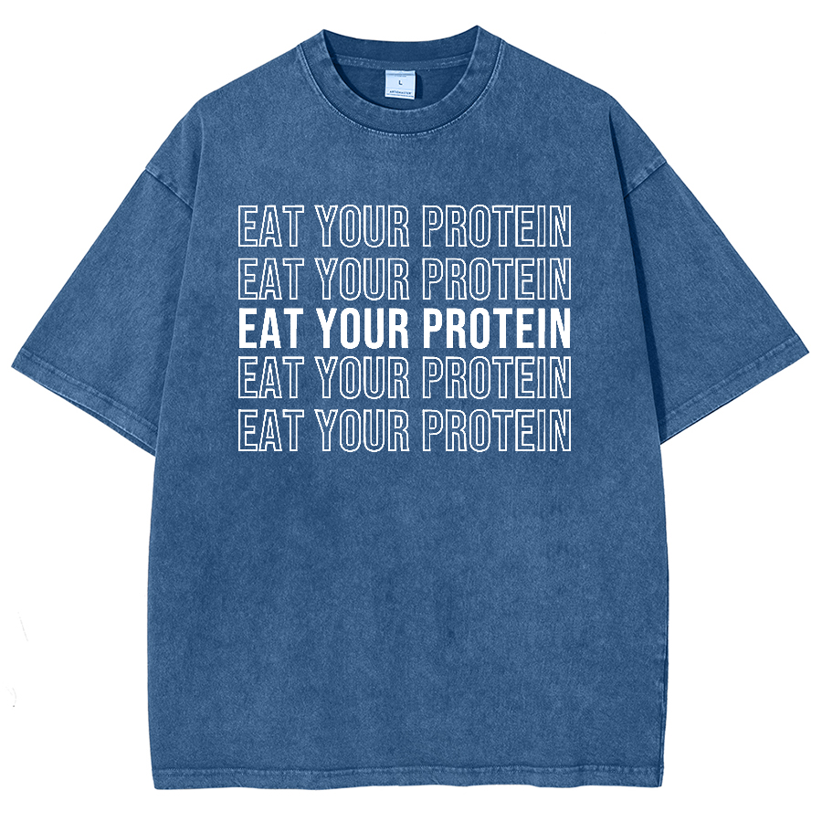 Eat Your Protein Unisex Fit Washed Oversized T-Shirt-moweekender