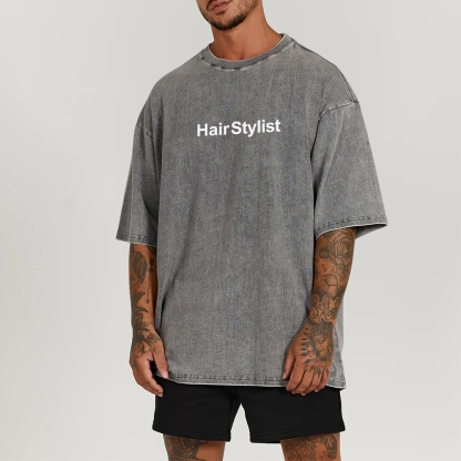 Hair Stylist Washed Vintage Short Sleeves T-Shirt-moweekender