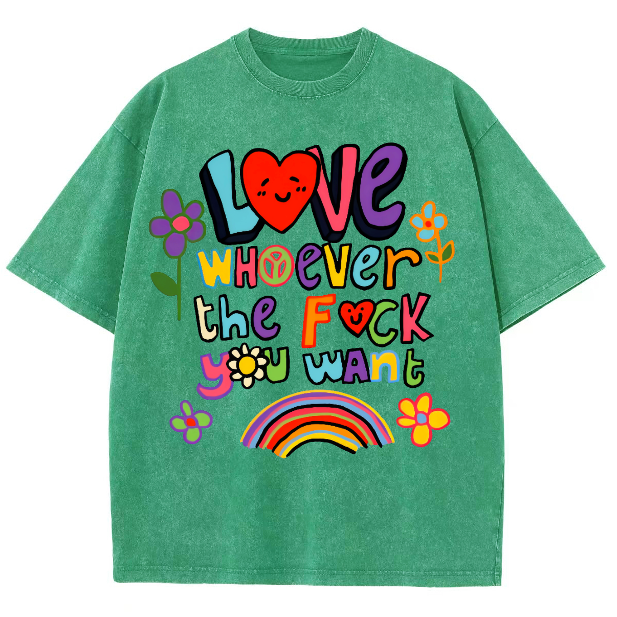 Love Whatever What Unisex Fit Washed Oversized T-Shirt-moweekender