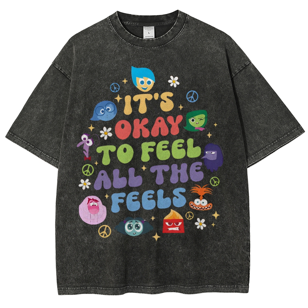 It's Okay To Feel Vintage Snowflake Washed T-Shirt-moweekender