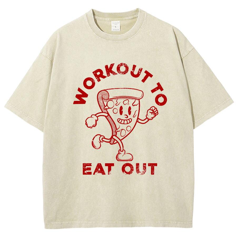 Workout To Eat Out Unisex Fit Washed T-Shirt-moweekender
