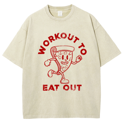Workout To Eat Out Unisex Fit Washed T-Shirt-moweekender