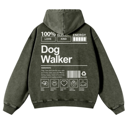 Dog Walker Printed Vintage Washed Hoodie-moweekender