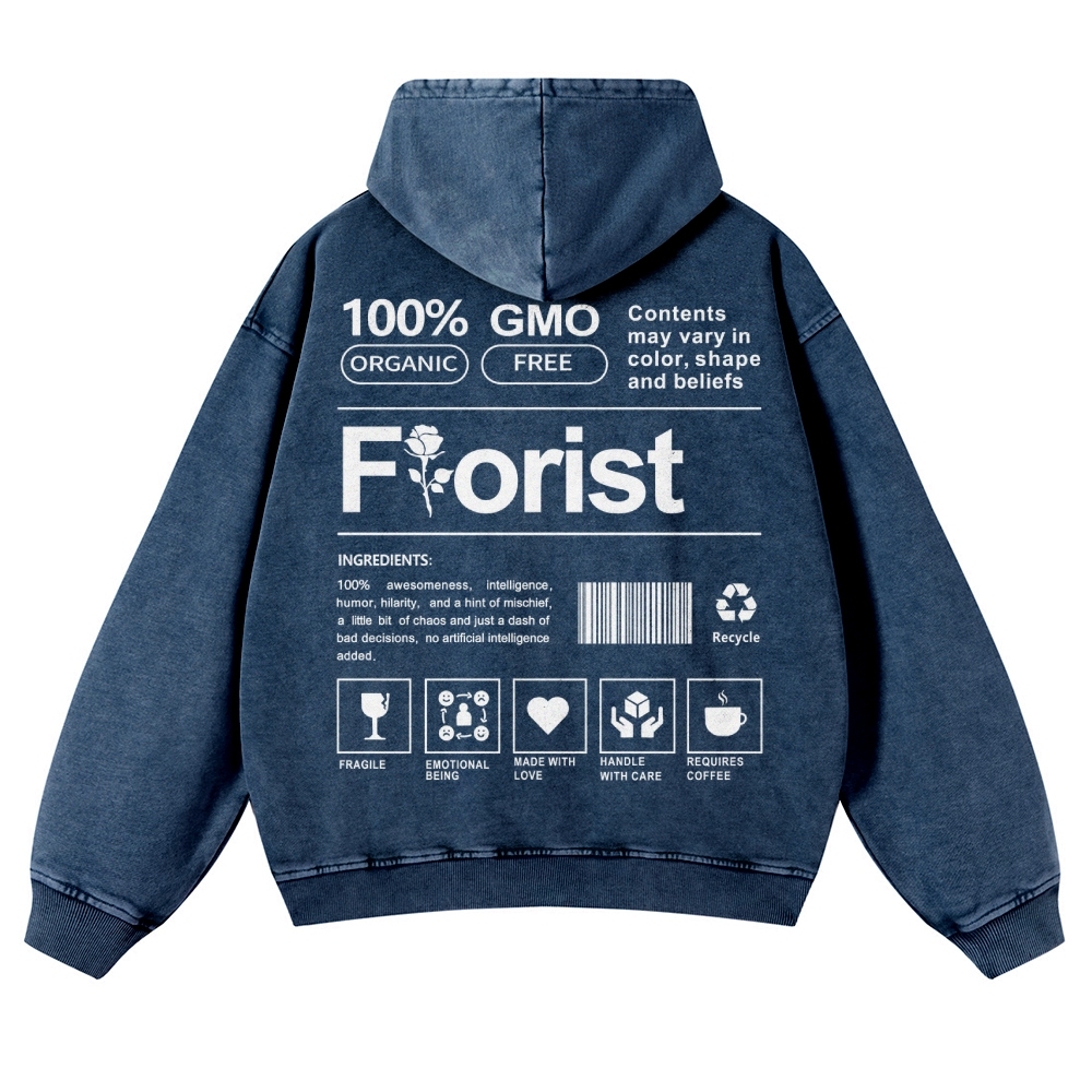 Florist Pattern Vintage Washed Hoodie-moweekender