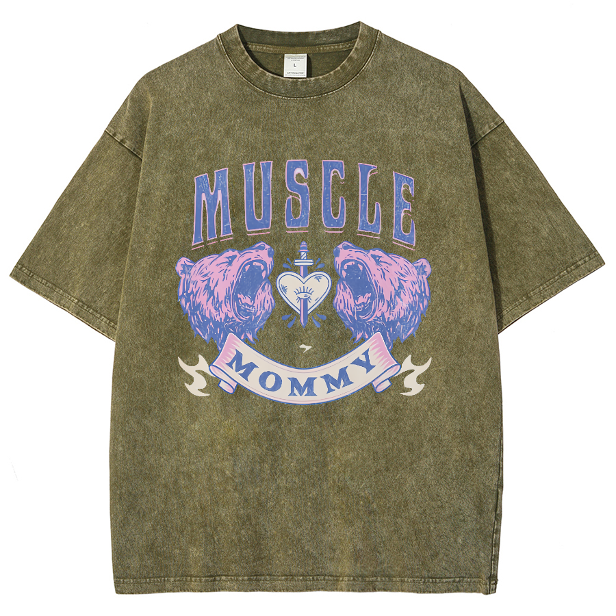 Muscle Mommy Unisex Fit Washed Oversized T-Shirt-moweekender
