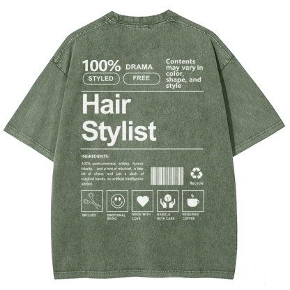Hair Stylist Washed Vintage Short Sleeves T-Shirt-moweekender