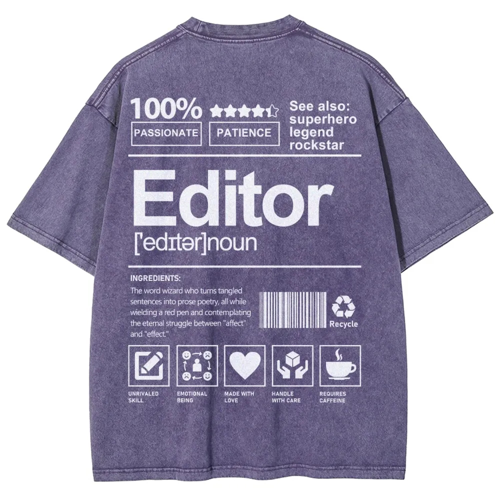 Editor Pattern Washed Vintage Short Sleeves T-Shirt-moweekender
