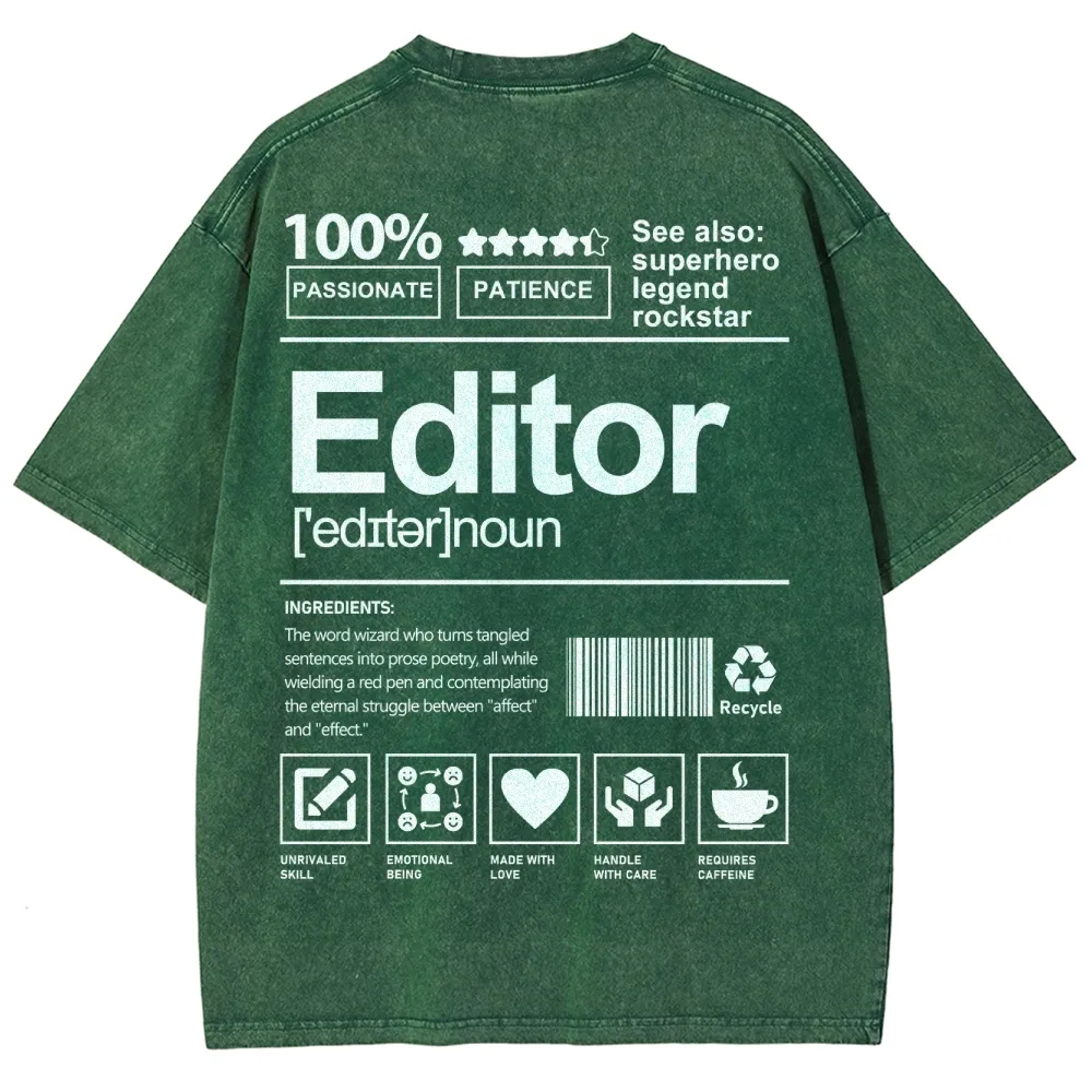 Editor Pattern Washed Vintage Short Sleeves T-Shirt-moweekender