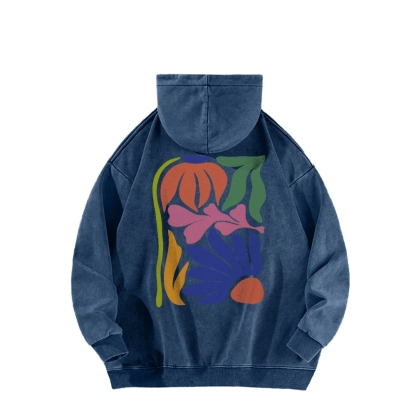Wildflowers Matisse Art Casual Washed Hoodie-moweekender
