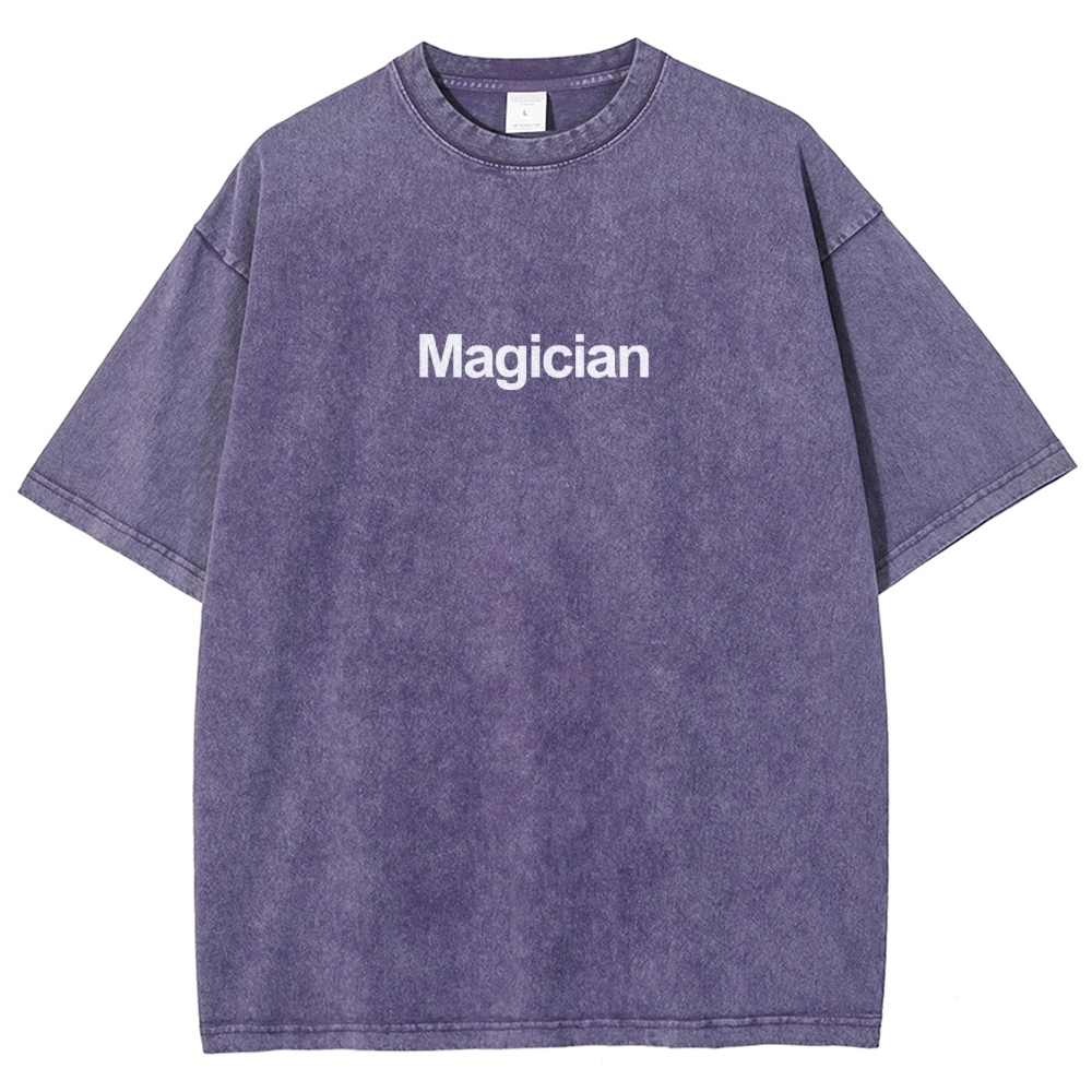 Magician Pattern Washed Vintage Short Sleeves T-Shirt-moweekender