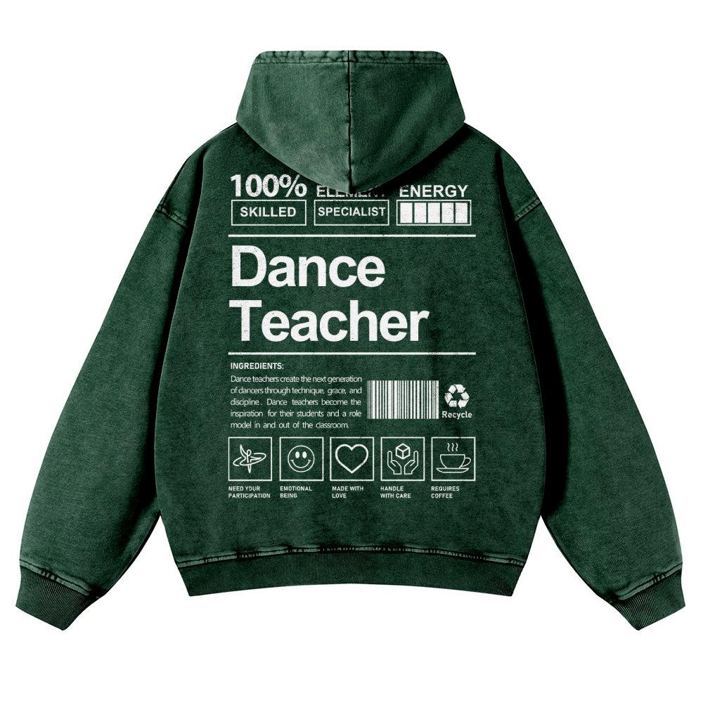 Dance Teacher Casual Washed Hoodie