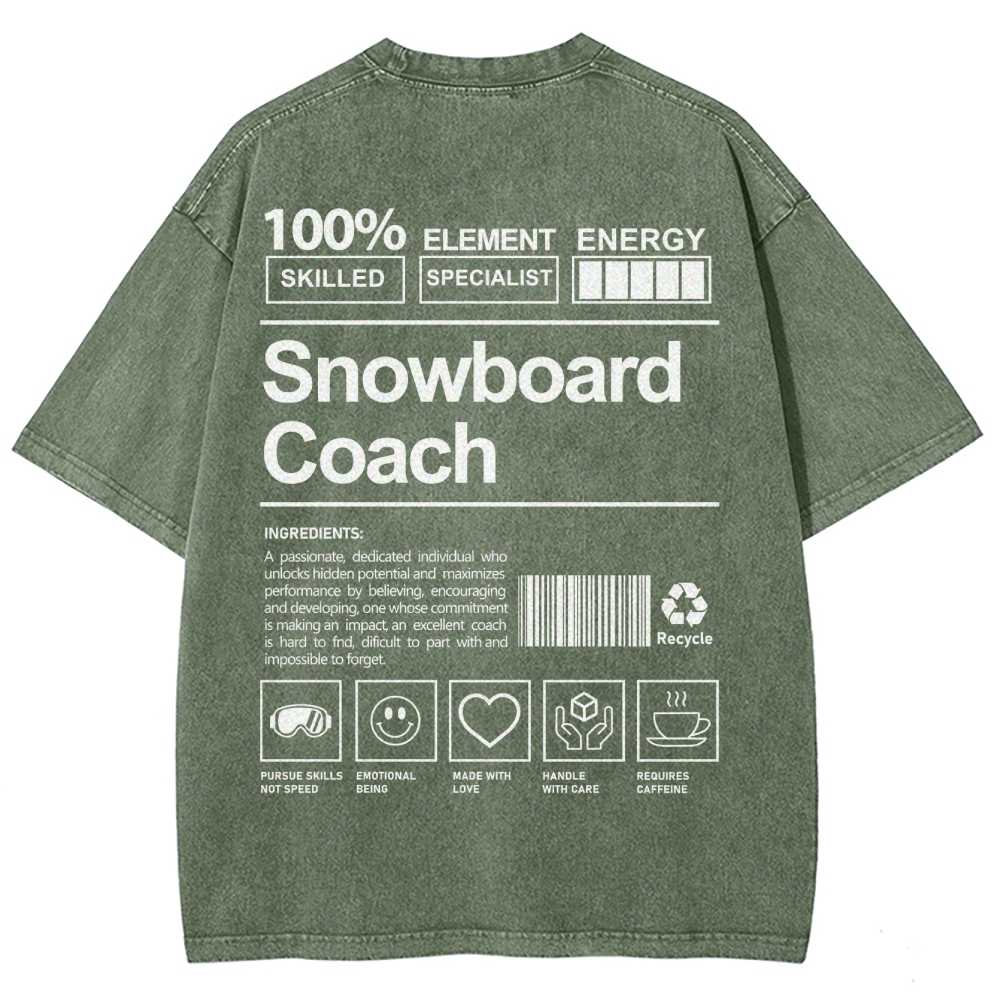 Snowboard Coach Unisex Fit Washed T-Shirt-moweekender