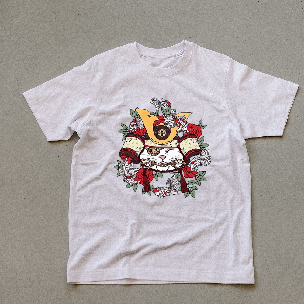 Japanese Goldfish Cat Casual Unisex Prints T-Shirt-moweekender
