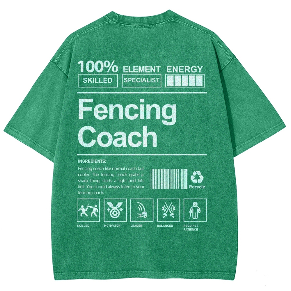 Fencing Coach Unisex Fit Washed T-Shirt-moweekender