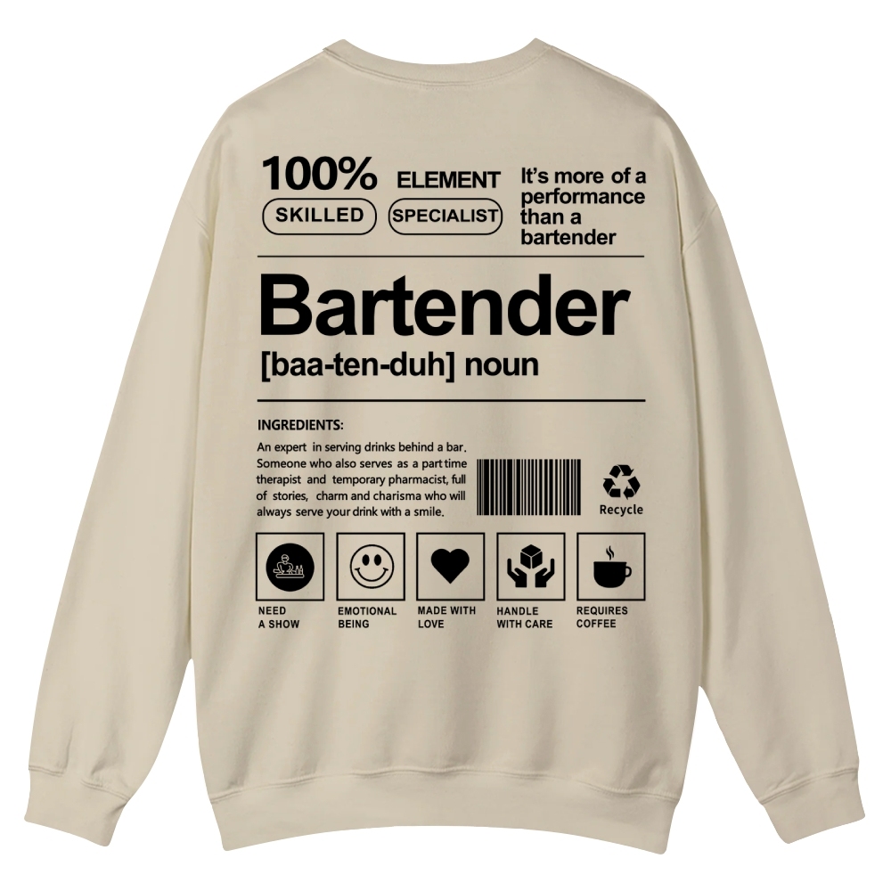 Bartender Printed Crew Neck Sweatshirt-moweekender