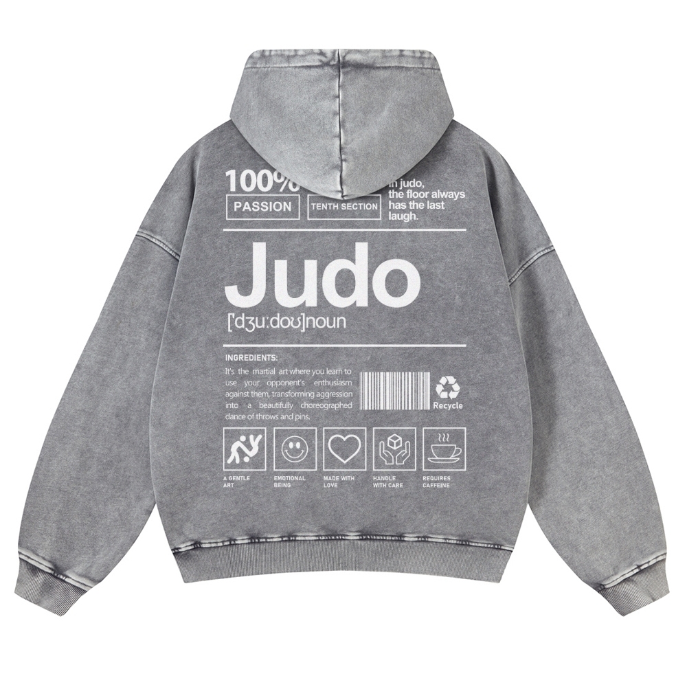 Judo Printed Vintage Washed Hoodie-moweekender