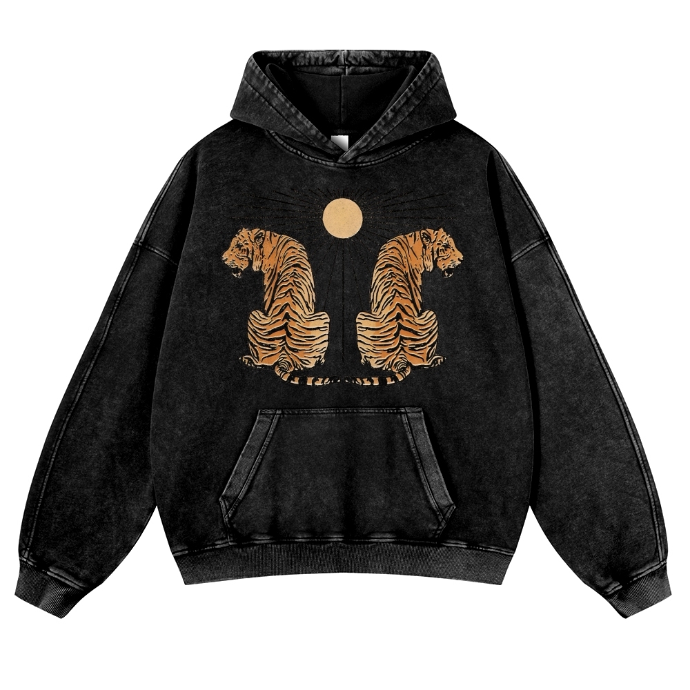 Sun And Tiger Casual Vintage Washed Hoodie-moweekender