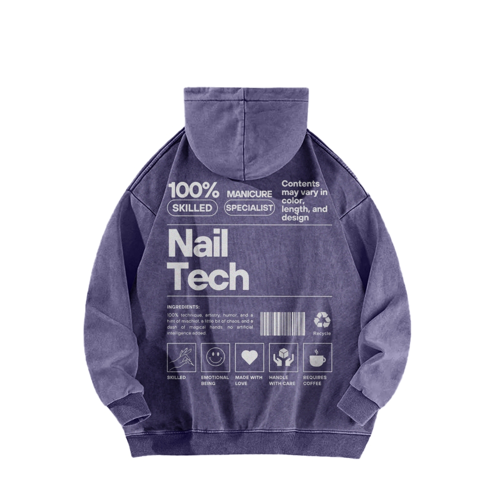 Nail Tech Casual Washed Hoodie-moweekender