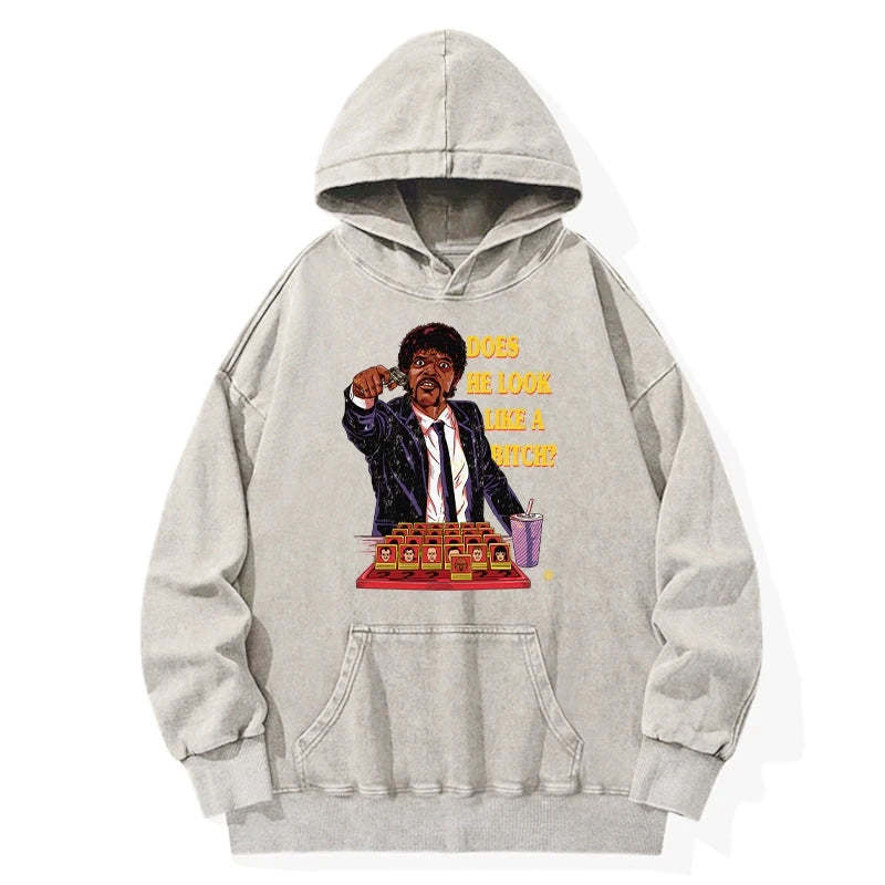 Does He Look Like a B*tch Washed Vintage Hoodie-moweekender