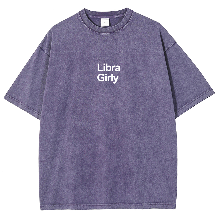 Libra Girly Unisex Fit Washed Oversized T-Shirt-moweekender