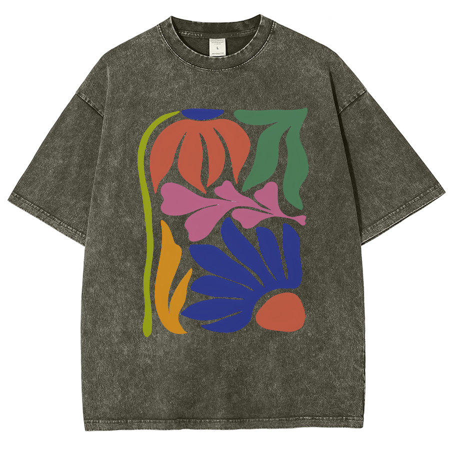 Wildflowers Matisse Art Washed Oversized T-Shirt-moweekender