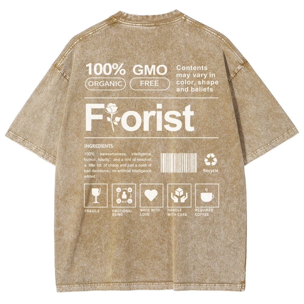 Florist Pattern Washed Vintage Short Sleeves T-Shirt-moweekender