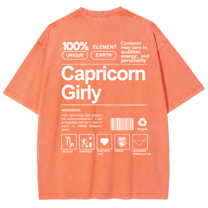 Capricorn Girly Unisex Fit Washed Oversized T-Shirt-moweekender