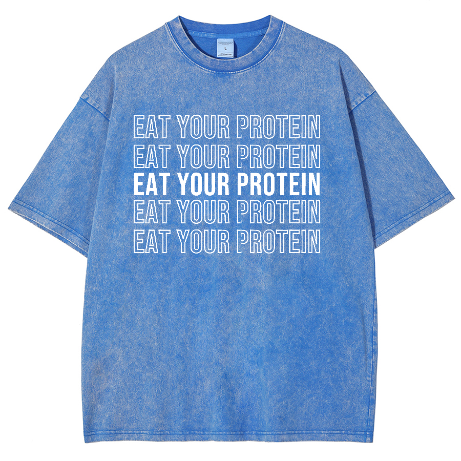 Eat Your Protein Unisex Fit Washed Oversized T-Shirt-moweekender