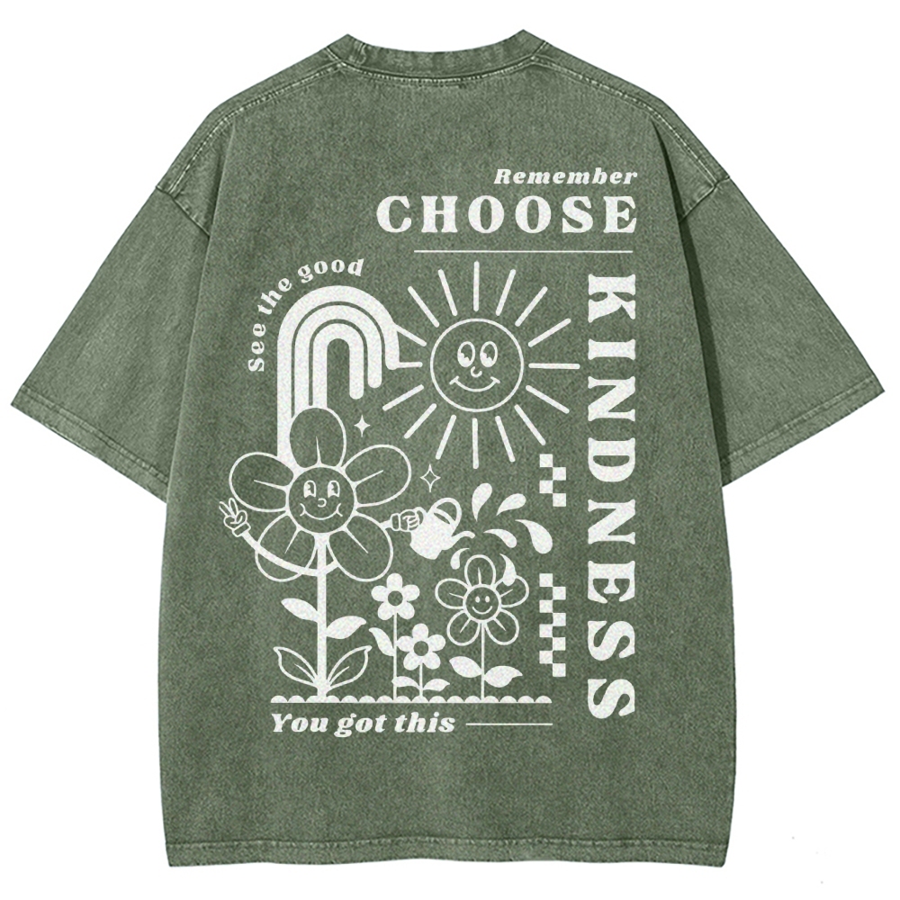 Kindness Vintage Snowflake Washed T-Shirt-moweekender