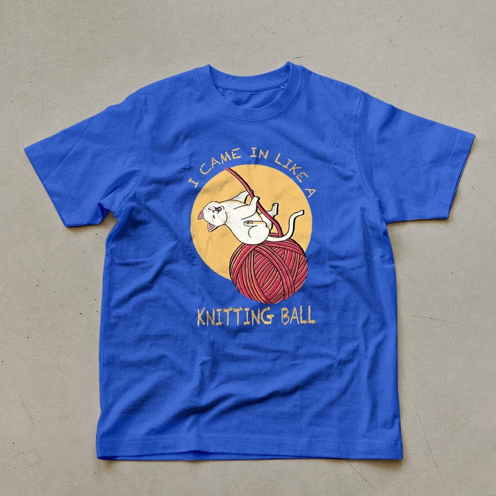 Wool Ball Cat Pattern Unisex Prints T-Shirt-moweekender