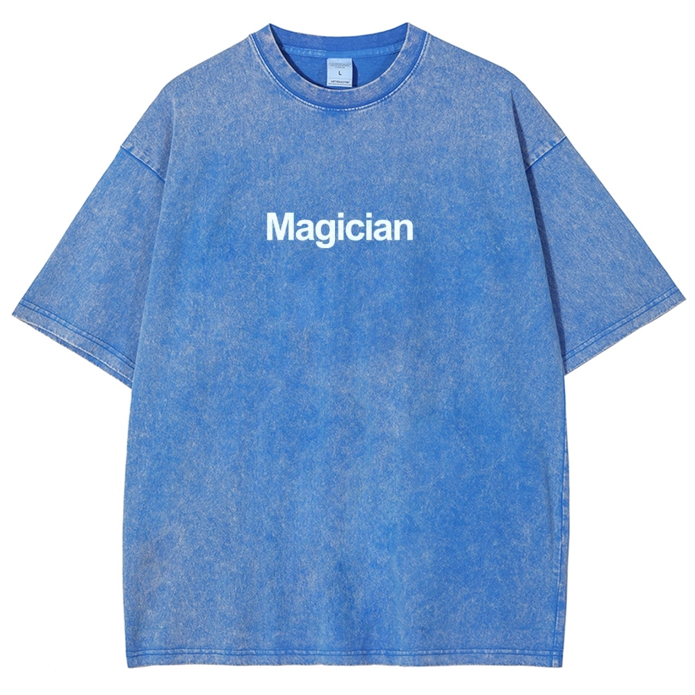 Magician Pattern Washed Vintage Short Sleeves T-Shirt-moweekender