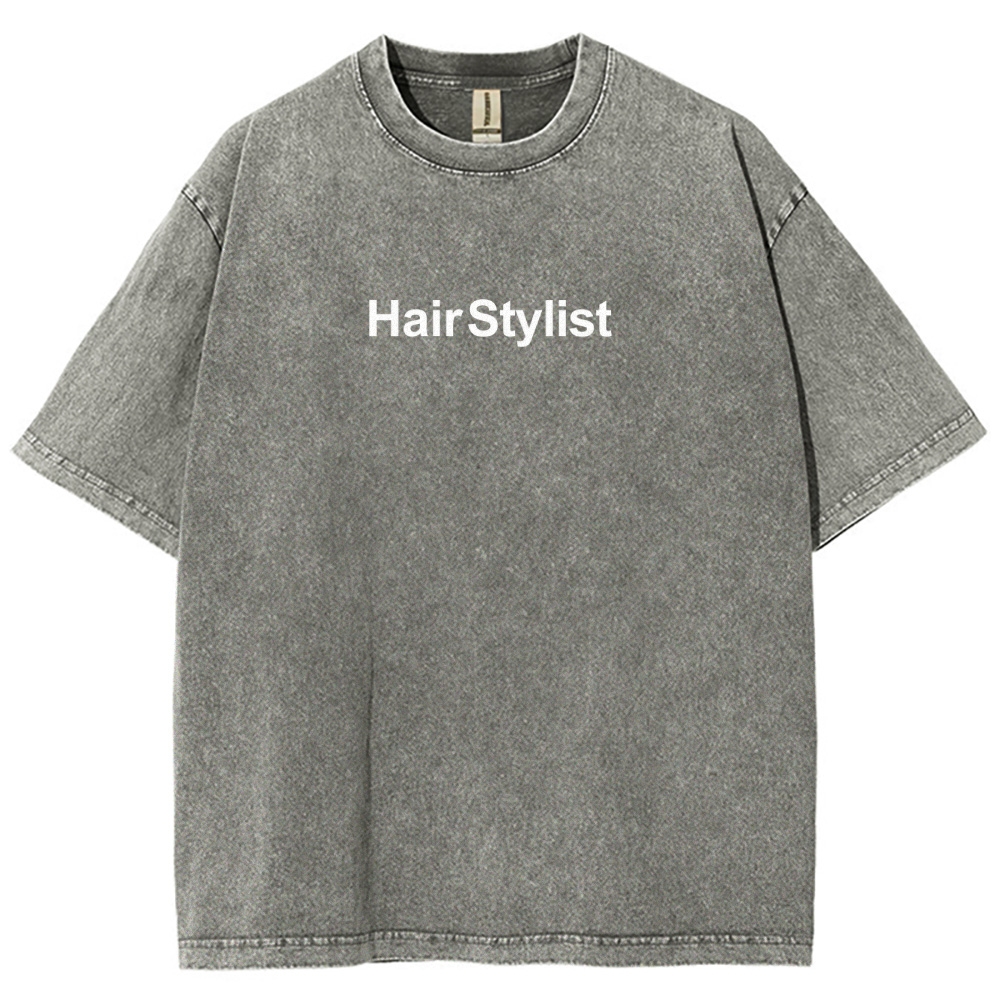 Hair Stylist Washed Vintage Short Sleeves T-Shirt-moweekender