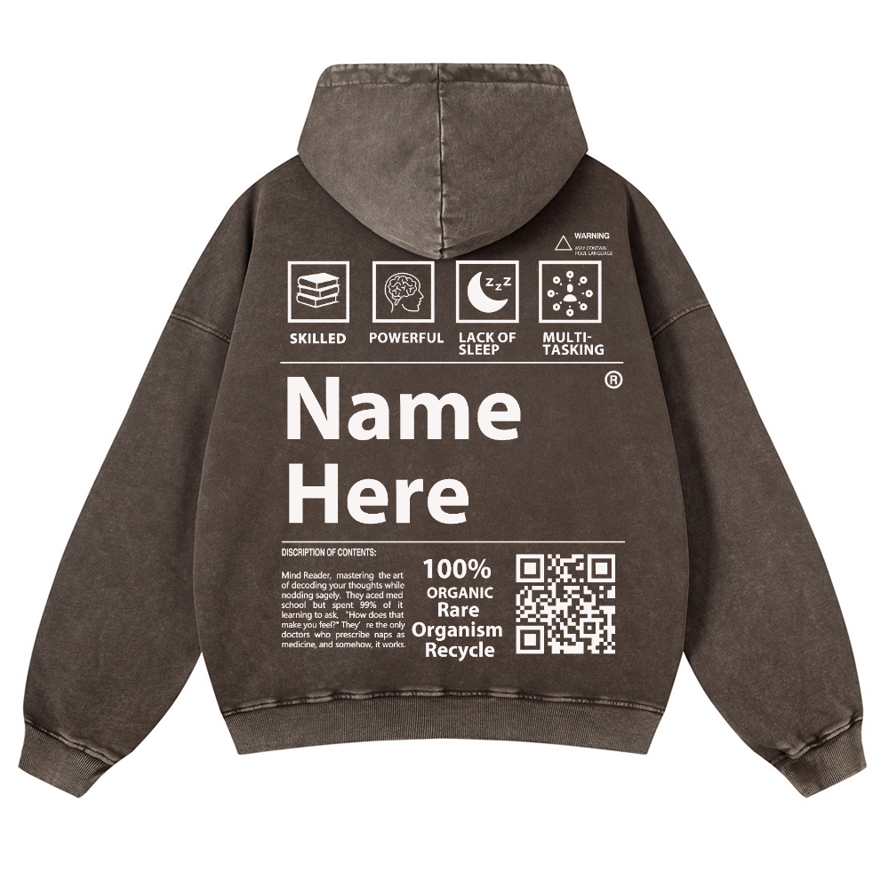 QR Code Customized Unisex Fit Washed Hoodie