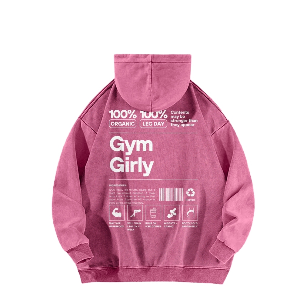 Gym Girl Washed Long Sleeved Hoodie-moweekender