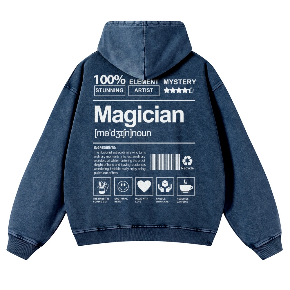 Magician Printed Vintage Washed Hoodie-moweekender