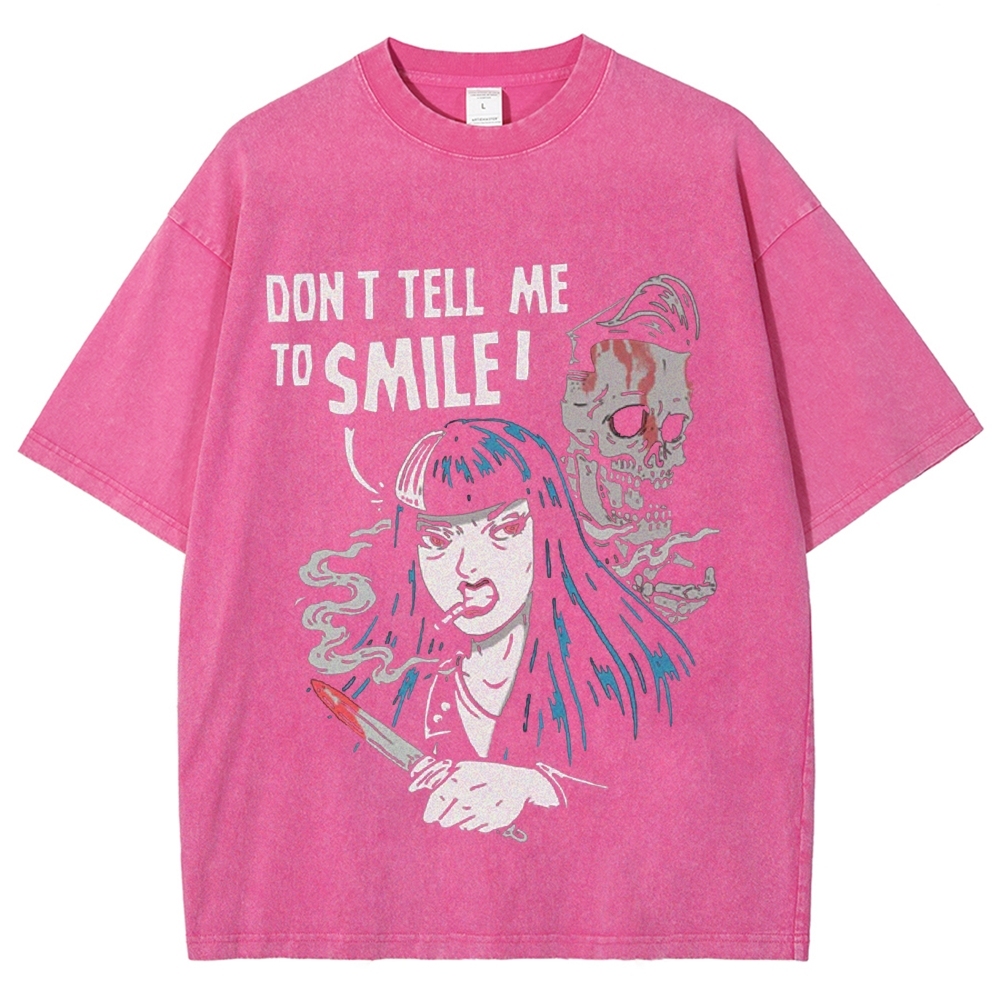 Don'T Tell Me To Smile Vintage Snowflake Washed T-Shirt-moweekender