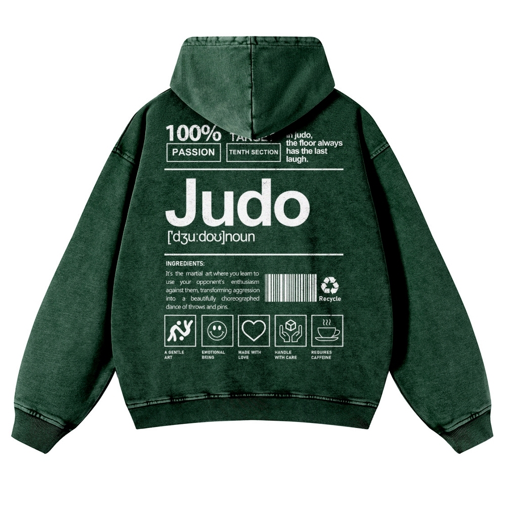 Judo Printed Vintage Washed Hoodie-moweekender
