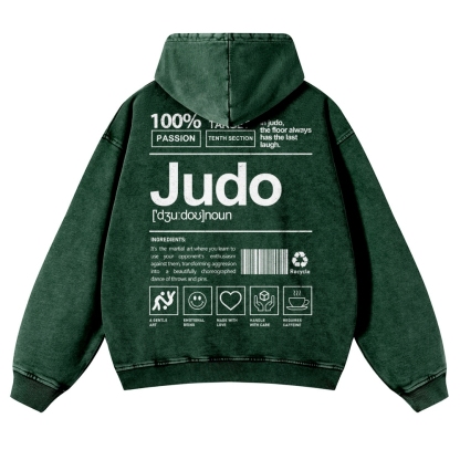 Judo Printed Vintage Washed Hoodie-moweekender