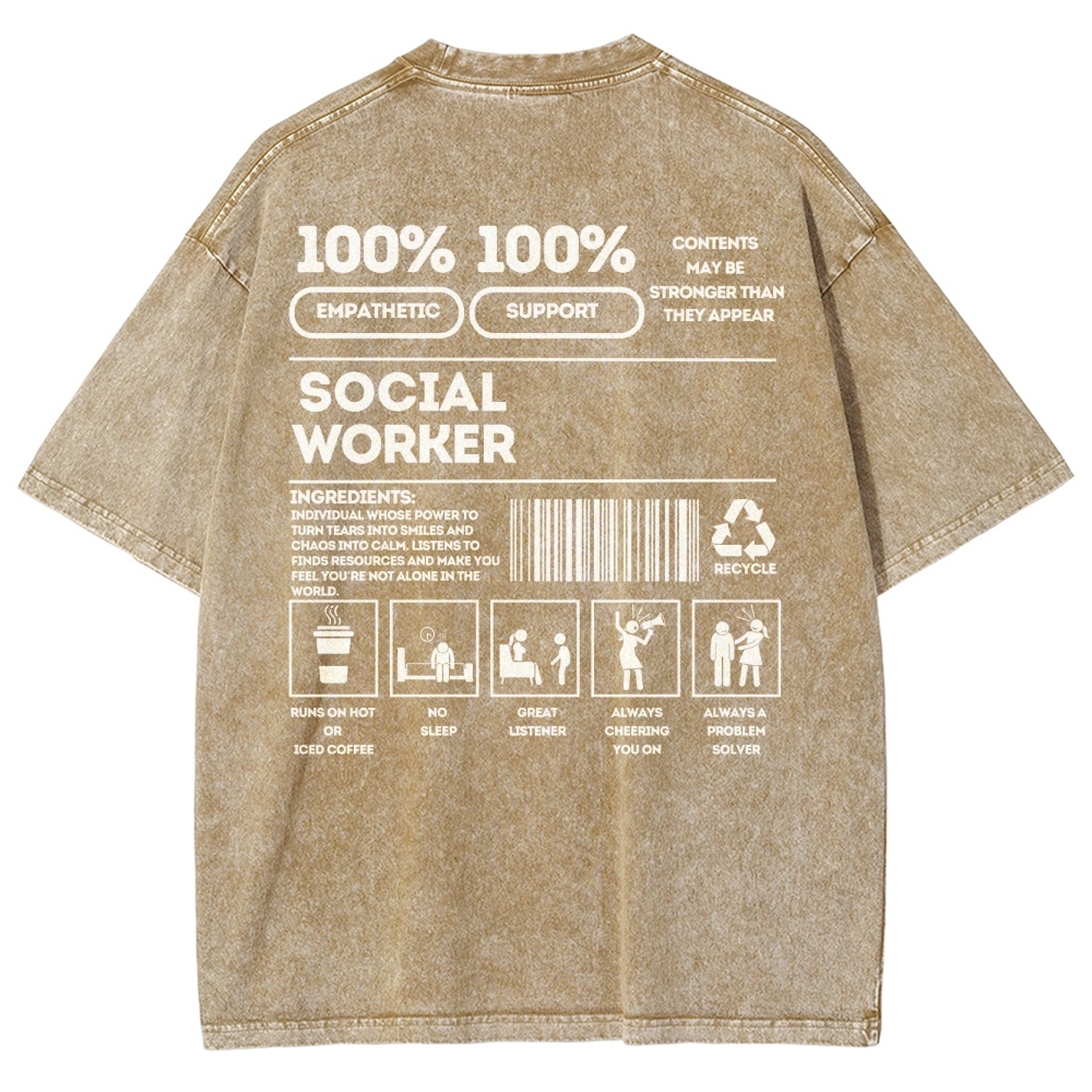 Social Worker Addcustom Unisex Fit Washed T-Shirt