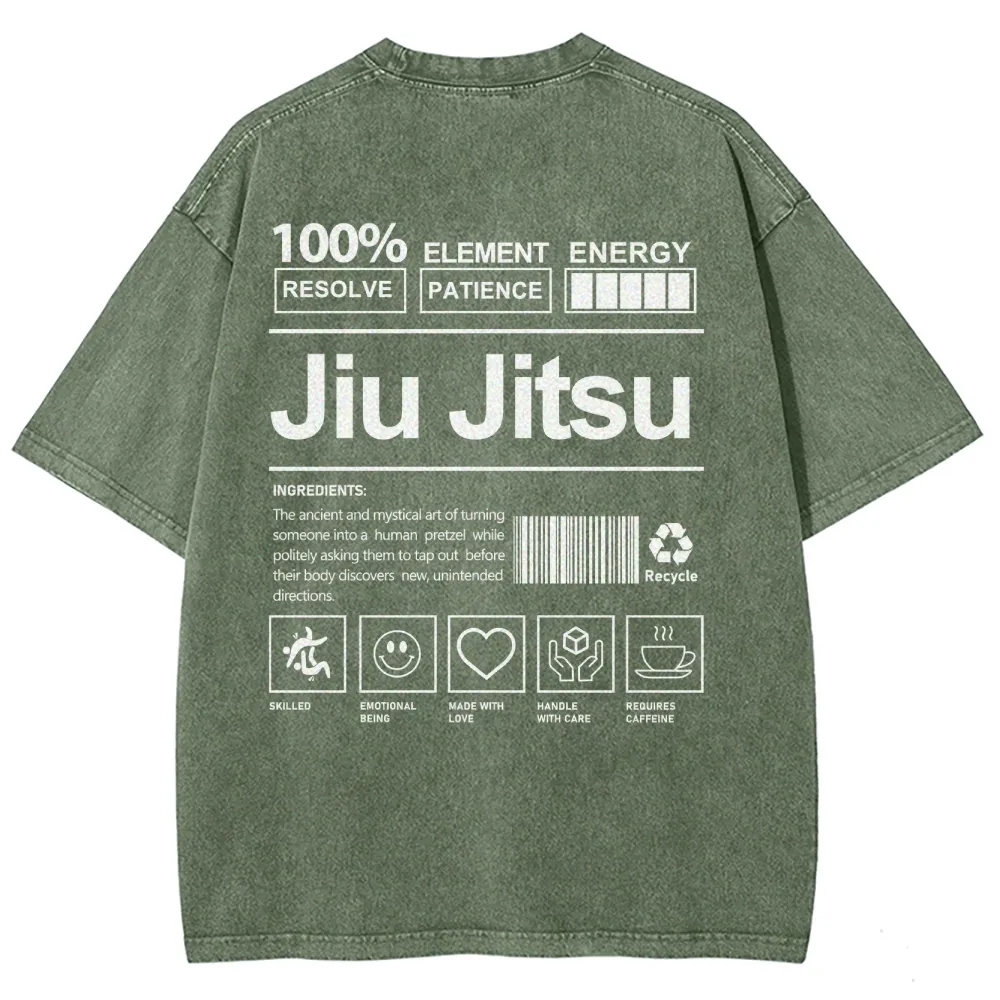 Jiu Jitsu Pattern Washed Vintage Short Sleeves T-Shirt-moweekender