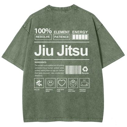 Jiu Jitsu Pattern Washed Vintage Short Sleeves T-Shirt-moweekender
