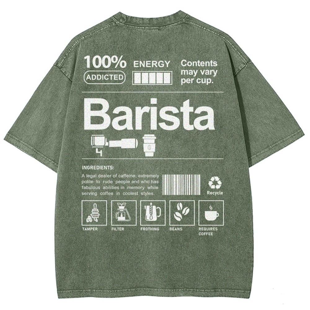 Barista Unisex Fit Washed T-Shirt-moweekender