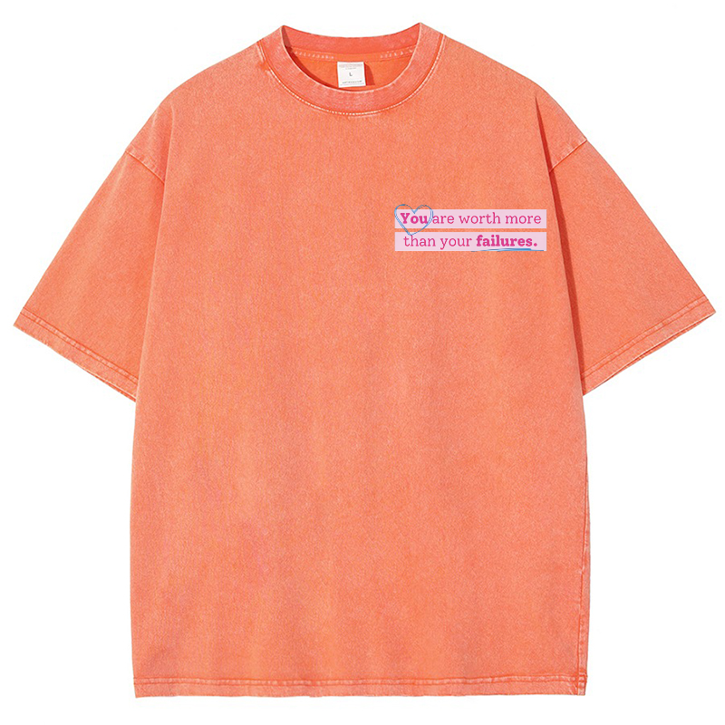 You Are Worth Morethan Your Failures Vintage Snowflake Washed T-Shirt-moweekender