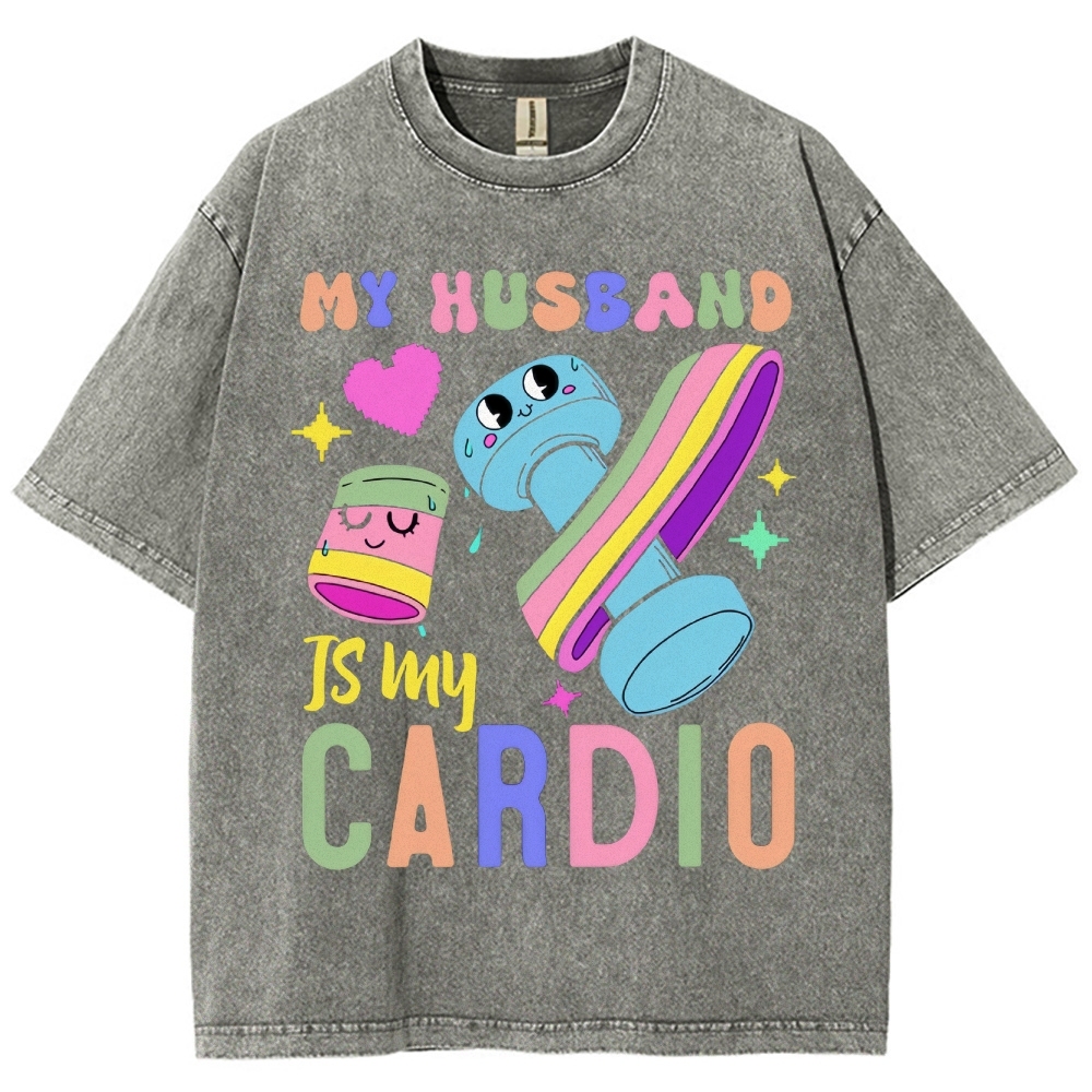 My Husband Is My Cardio Vintage Snowflake Washed T-Shirt-moweekender