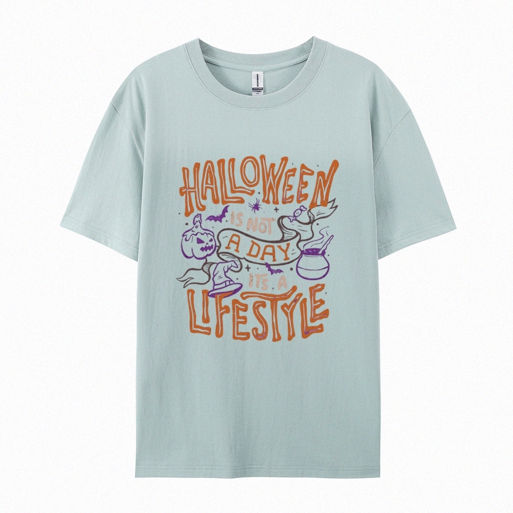 Halloween is life Cotton Short-Sleeved T-Shirt-moweekender